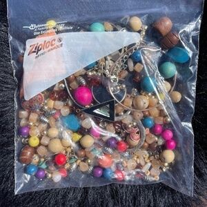 Vintage Lot Of Crafting Beads Wood Plastic For Repurposing